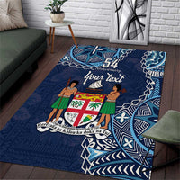 Personalised Fiji 54th Anniversary Area Rug Siga Ni Bula Galala Marautaki O Viti LT9 Blue - Polynesian Pride