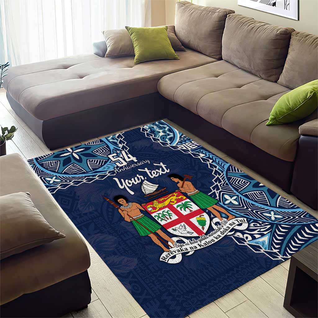 Personalised Fiji 54th Anniversary Area Rug Siga Ni Bula Galala Marautaki O Viti LT9 - Polynesian Pride