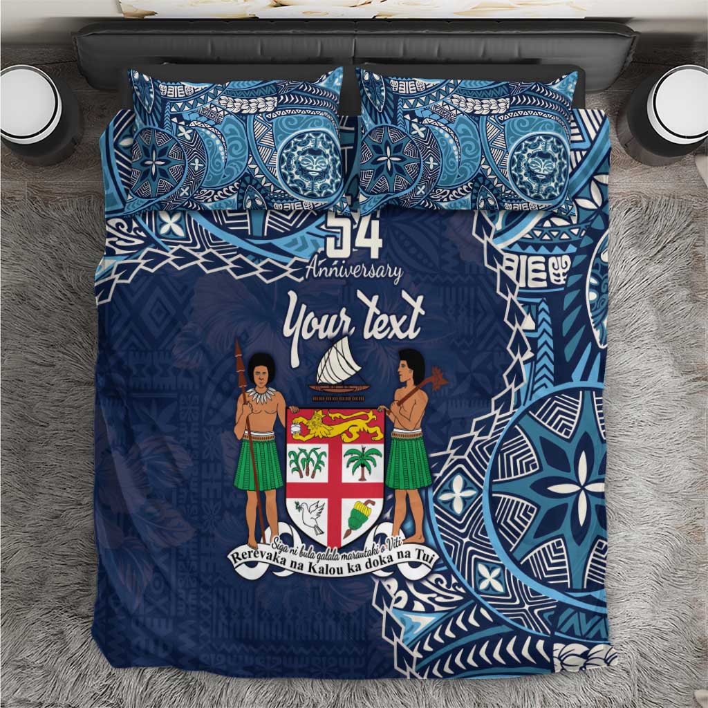 Personalised Fiji 54th Anniversary Bedding Set Siga Ni Bula Galala Marautaki O Viti LT9 Blue - Polynesian Pride