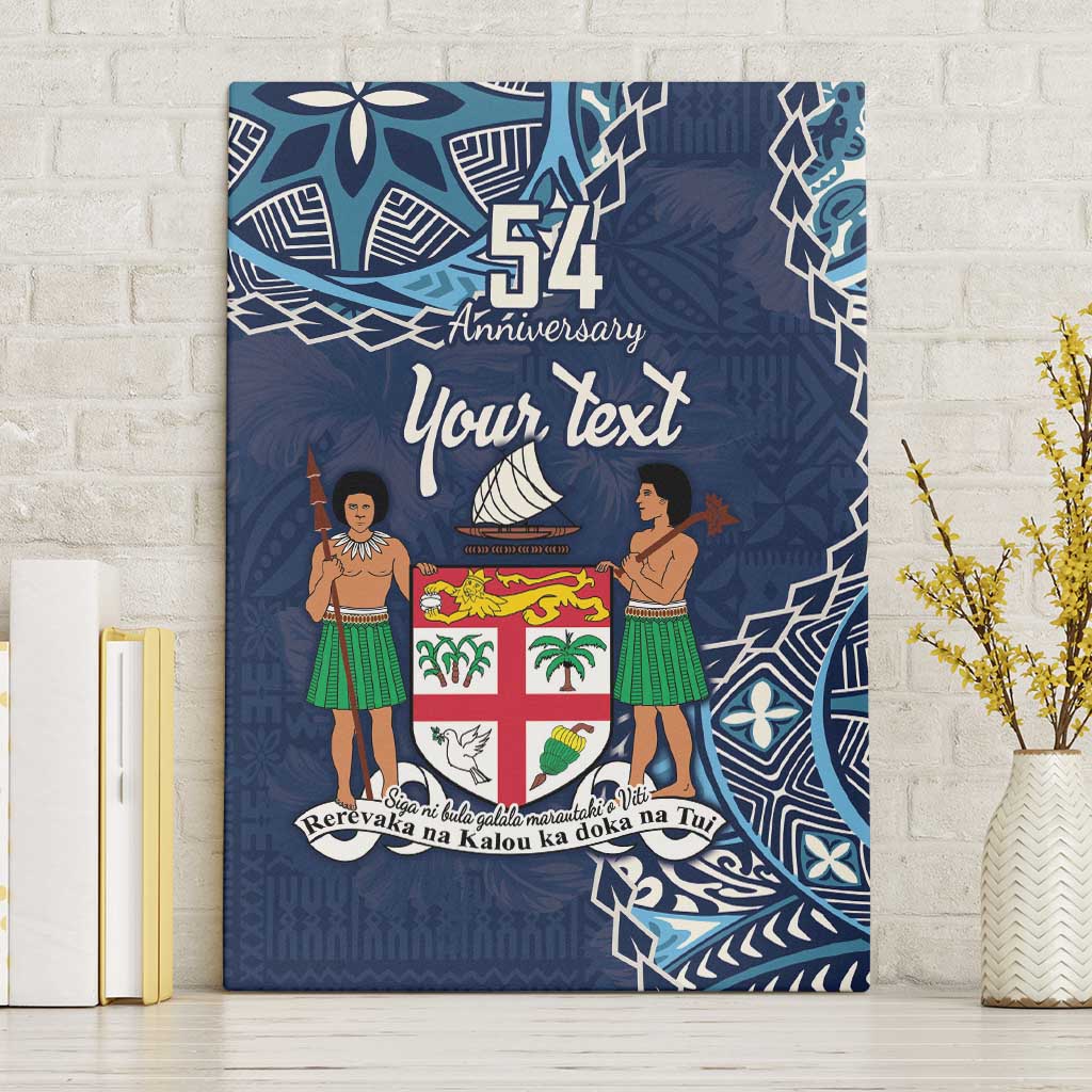 Personalised Fiji 54th Anniversary Canvas Wall Art Siga Ni Bula Galala Marautaki O Viti LT9 Without Frame Blue - Polynesian Pride