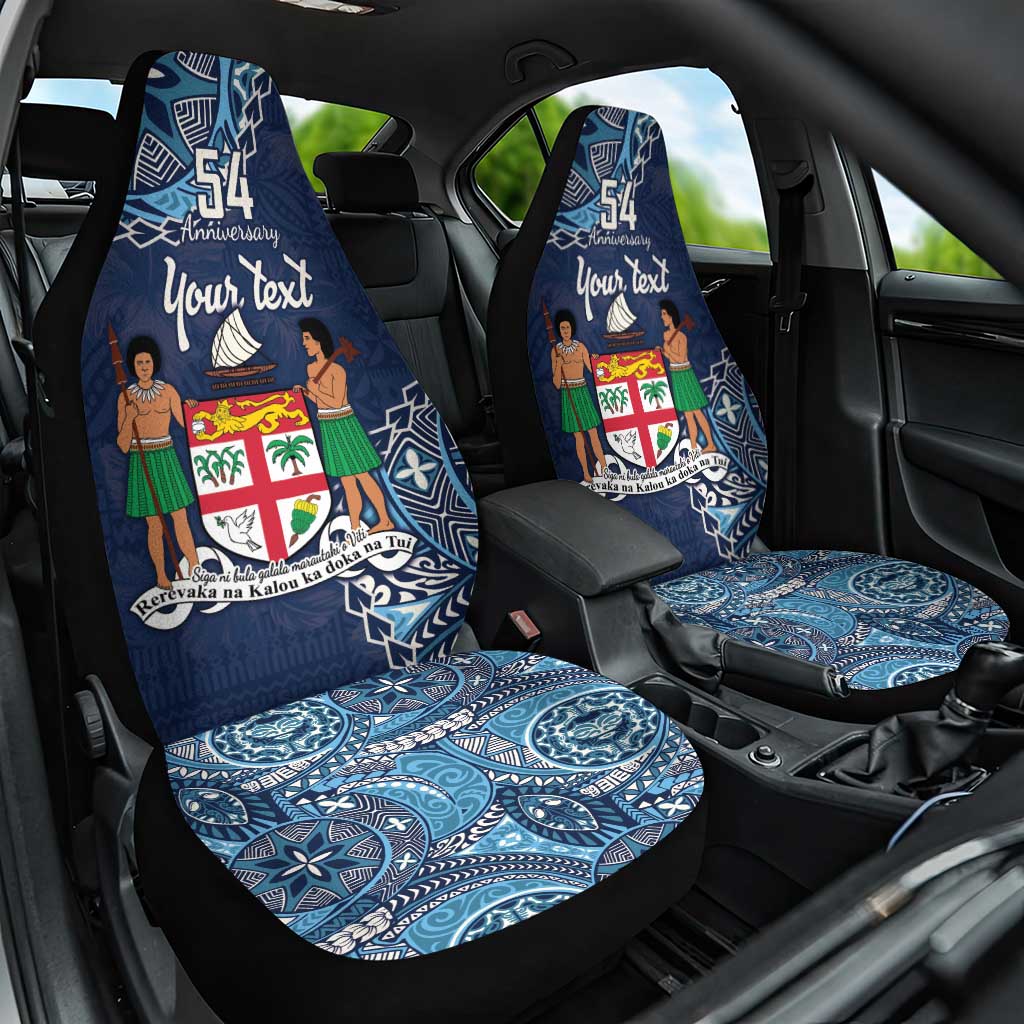 Personalised Fiji 54th Anniversary Car Seat Cover Siga Ni Bula Galala Marautaki O Viti LT9 One Size Blue - Polynesian Pride
