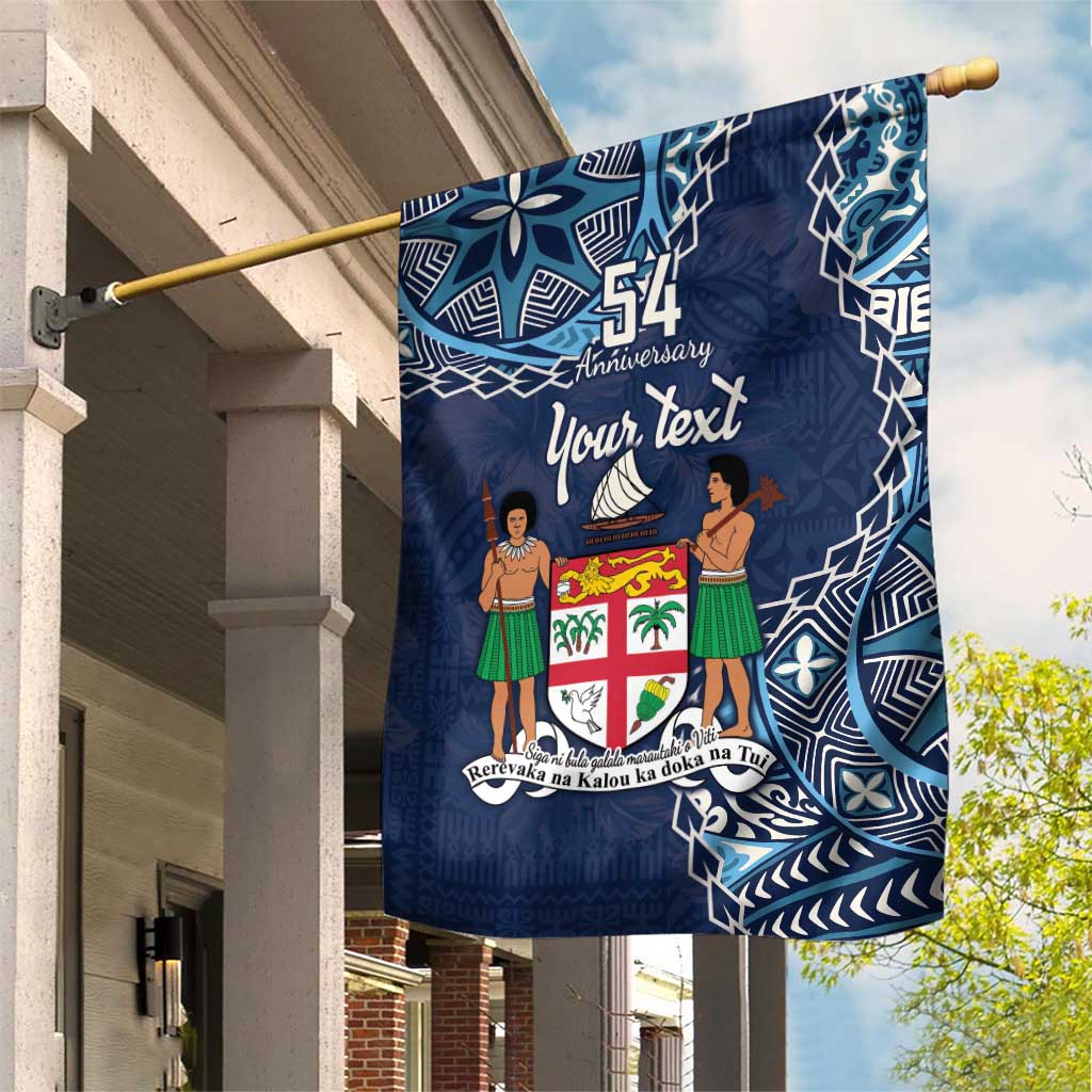 Personalised Fiji 54th Anniversary Garden Flag Siga Ni Bula Galala Marautaki O Viti LT9 House Flag Blue - Polynesian Pride