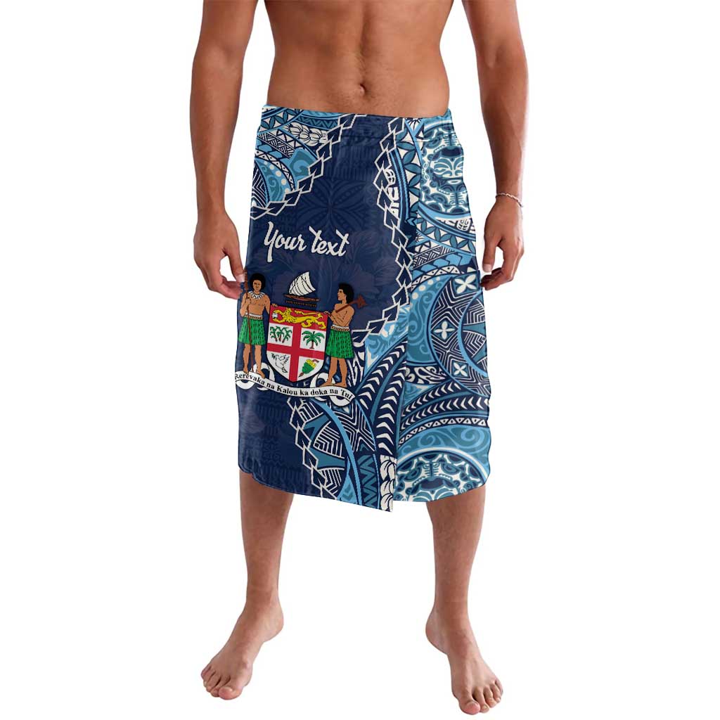 Personalised Fiji 54th Anniversary Lavalava Siga Ni Bula Galala Marautaki O Viti LT9 Blue - Polynesian Pride