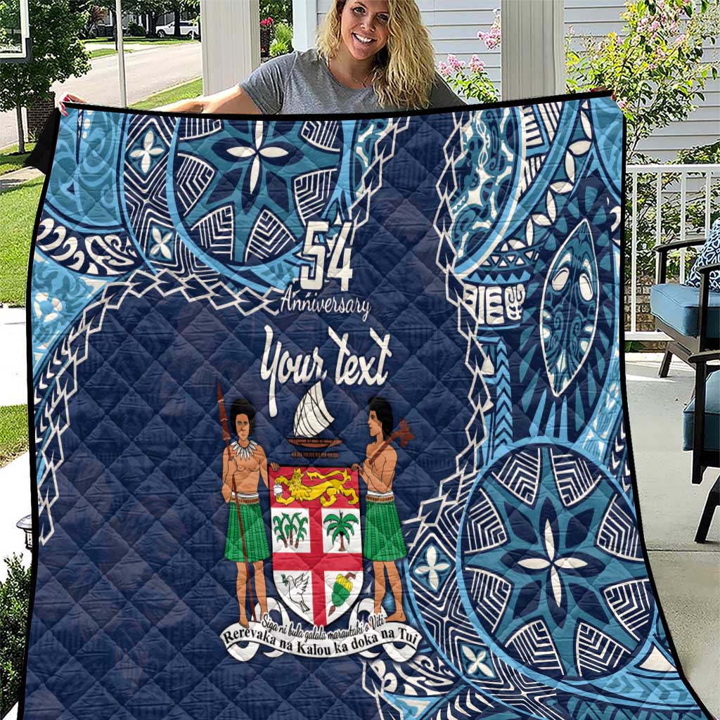 Personalised Fiji 54th Anniversary Quilt Siga Ni Bula Galala Marautaki O Viti LT9 Blue - Polynesian Pride