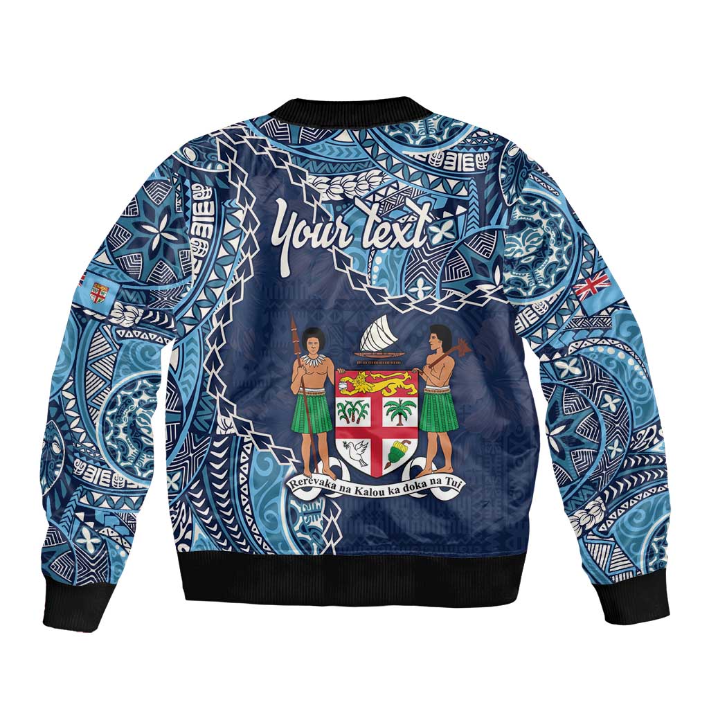 Personalised Fiji 54th Anniversary Sleeve Zip Bomber Jacket Siga Ni Bula Galala Marautaki O Viti LT9 - Polynesian Pride