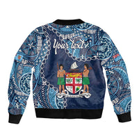 Personalised Fiji 54th Anniversary Sleeve Zip Bomber Jacket Siga Ni Bula Galala Marautaki O Viti LT9 - Polynesian Pride
