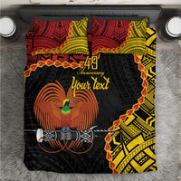 Personalised Papua New Guinea 49th Anniversary Bedding Set Hapi De bilong Indipendens Papua Niugini LT9 Black - Polynesian Pride