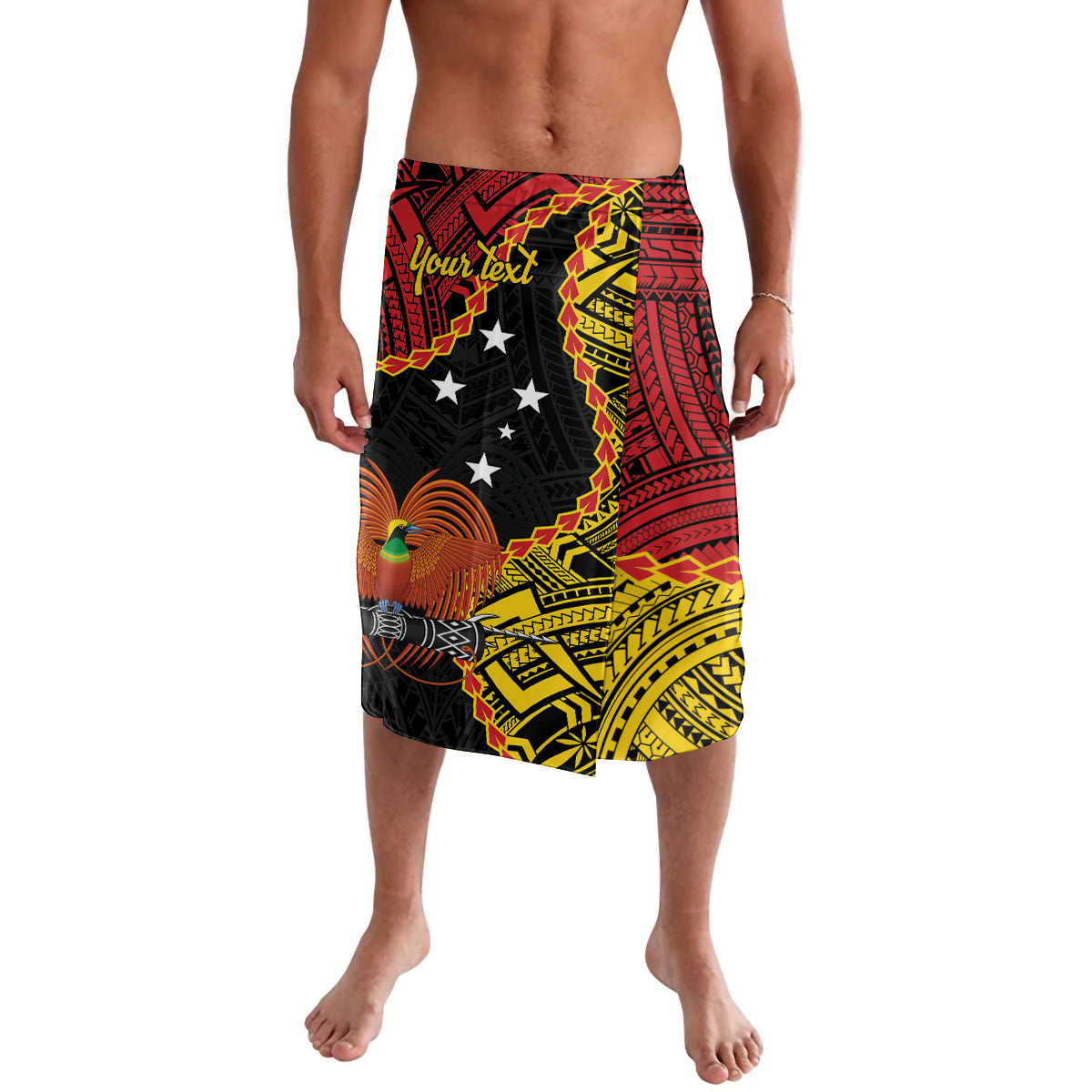 Personalised Papua New Guinea 49th Anniversary Lavalava Hapi De bilong Indipendens Papua Niugini LT9 Black - Polynesian Pride