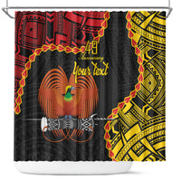 Personalised Papua New Guinea 49th Anniversary Shower Curtain Hapi De bilong Indipendens Papua Niugini LT9 Black - Polynesian Pride