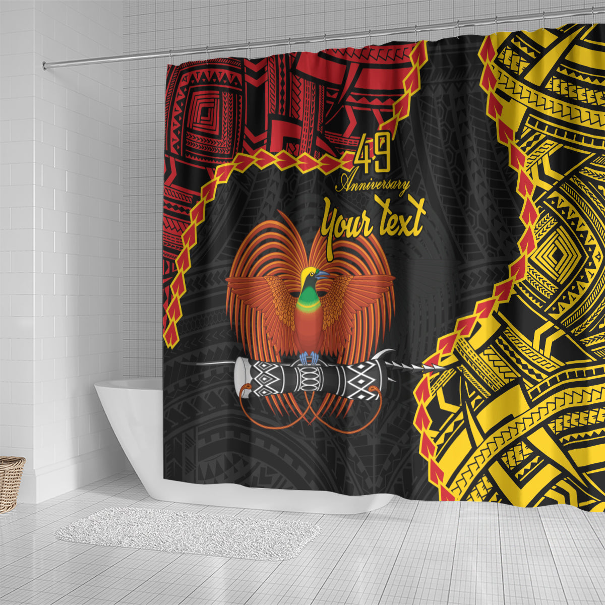 Personalised Papua New Guinea 49th Anniversary Shower Curtain Hapi De bilong Indipendens Papua Niugini LT9 - Polynesian Pride
