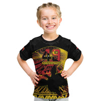 Personalised Papua New Guinea 49th Anniversary Kid T Shirt Bird of Paradise Unity In Diversity LT9 Black - Polynesian Pride