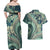 Hawaiian Hibiscus Tribal Vintage Motif Couples Matching Off Shoulder Maxi Dress and Hawaiian Shirt Ver 1