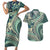 Hawaiian Hibiscus Tribal Vintage Motif Couples Matching Short Sleeve Bodycon Dress and Hawaiian Shirt Ver 1