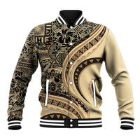Hawaiian Hibiscus Tribal Vintage Motif Baseball Jacket Ver 2 LT9 Unisex Beige - Polynesian Pride