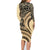 Hawaiian Hibiscus Tribal Vintage Motif Family Matching Long Sleeve Bodycon Dress and Hawaiian Shirt Ver 2