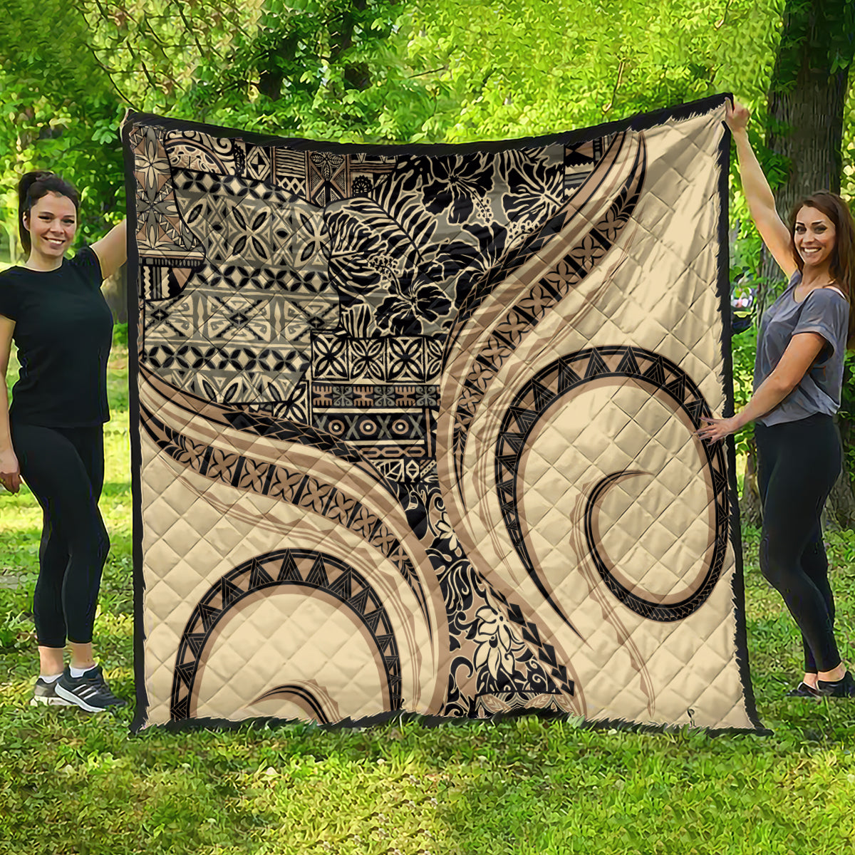 Hawaiian Hibiscus Tribal Vintage Motif Quilt Ver 2 LT9 - Polynesian Pride