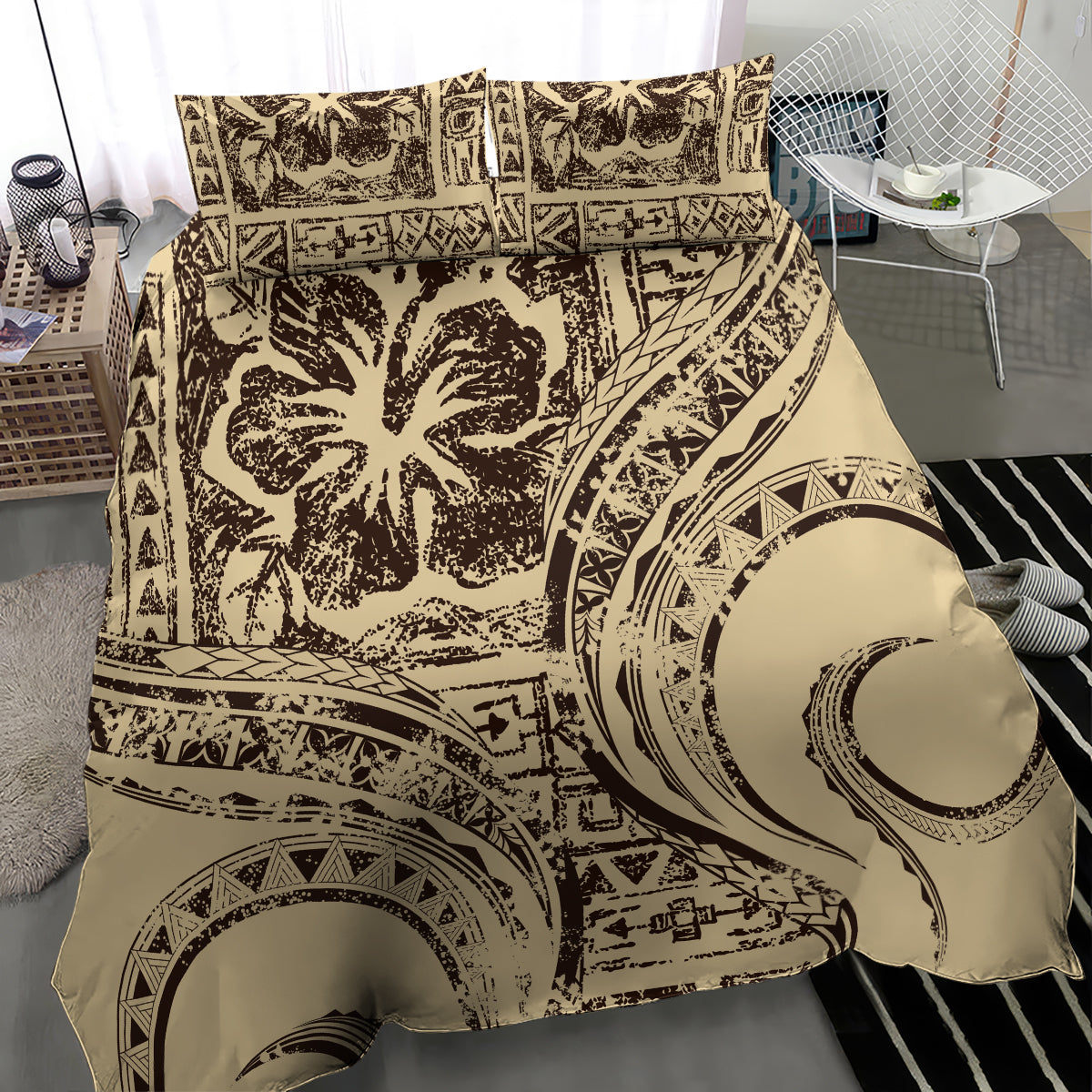 Hawaiian Hibiscus Tribal Vintage Motif Bedding Set Ver 3 LT9 - Polynesian Pride