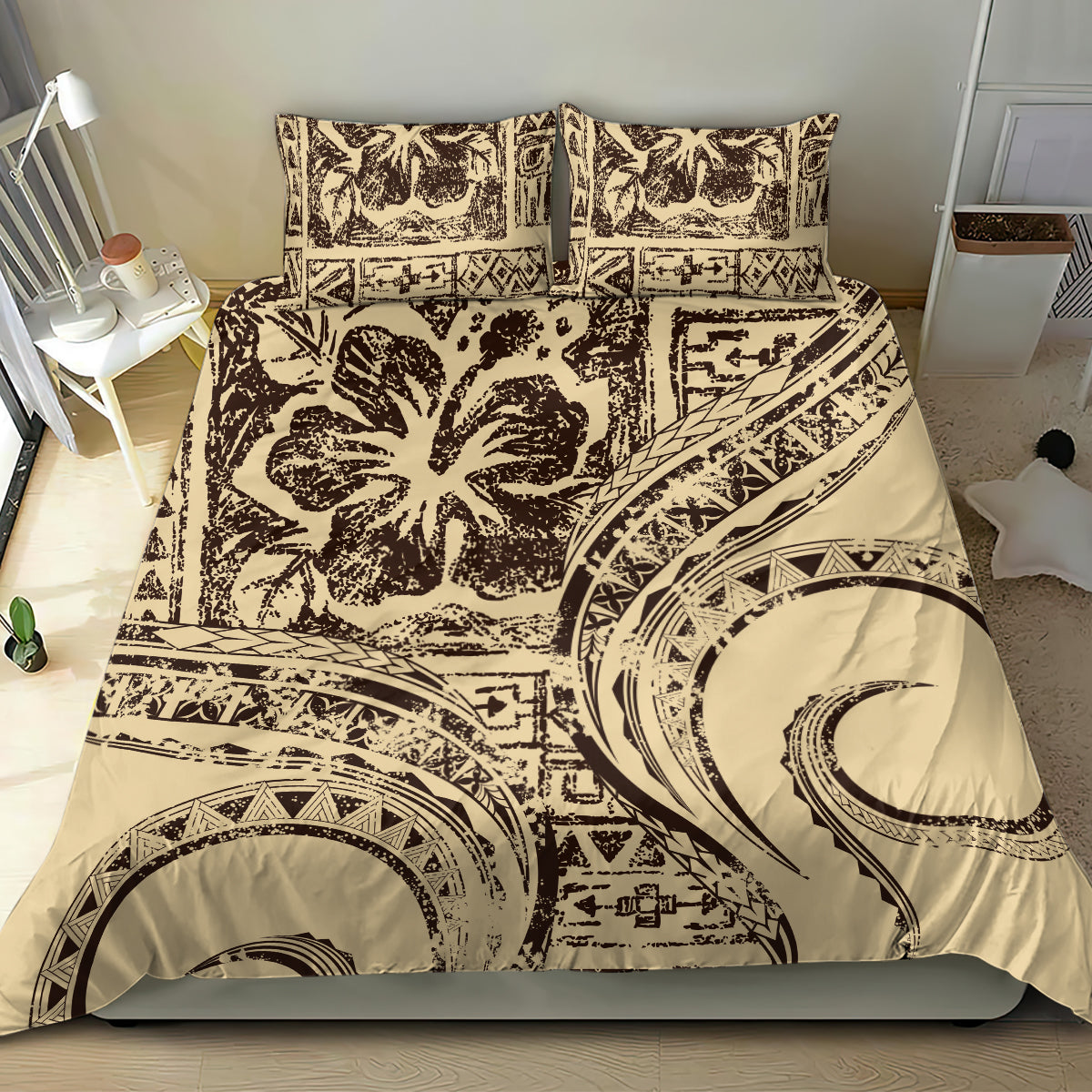 Hawaiian Hibiscus Tribal Vintage Motif Bedding Set Ver 3 LT9 - Polynesian Pride