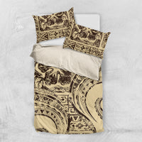 Hawaiian Hibiscus Tribal Vintage Motif Bedding Set Ver 3 LT9 US Twin 172cm x 218cm Beige - Polynesian Pride