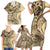 Hawaiian Hibiscus Tribal Vintage Motif Family Matching Short Sleeve Bodycon Dress and Hawaiian Shirt Ver 3