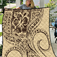 Hawaiian Hibiscus Tribal Vintage Motif Quilt Ver 3 LT9 Beige - Polynesian Pride