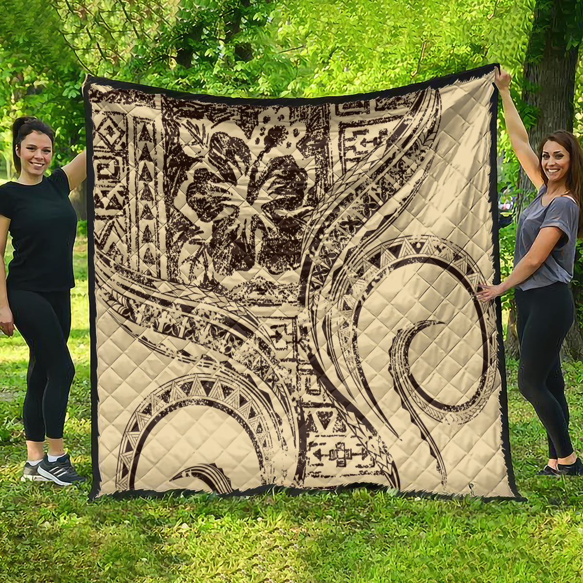 Hawaiian Hibiscus Tribal Vintage Motif Quilt Ver 3 LT9 - Polynesian Pride