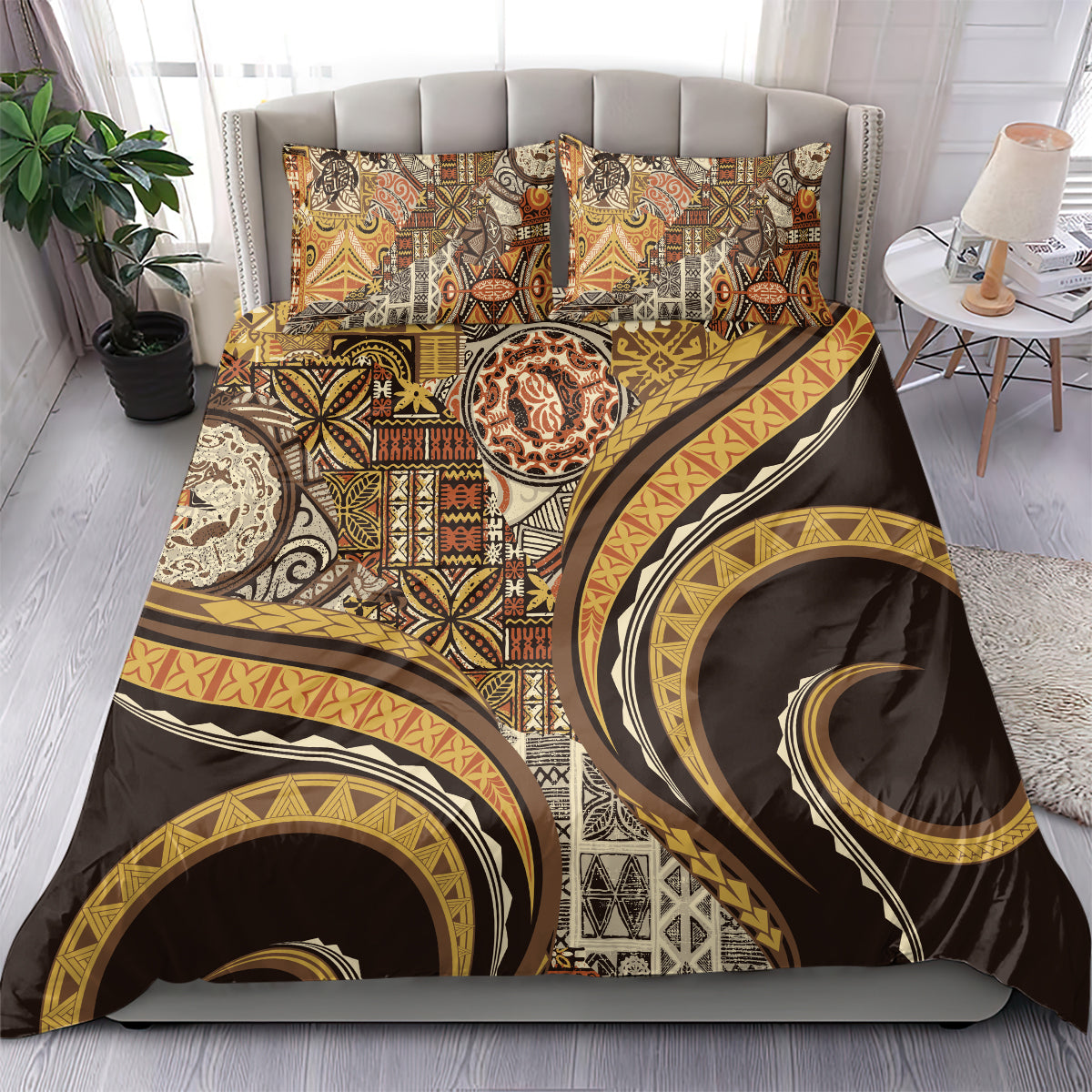Hawaiian Hibiscus Tribal Vintage Motif Bedding Set Ver 4 LT9 - Polynesian Pride