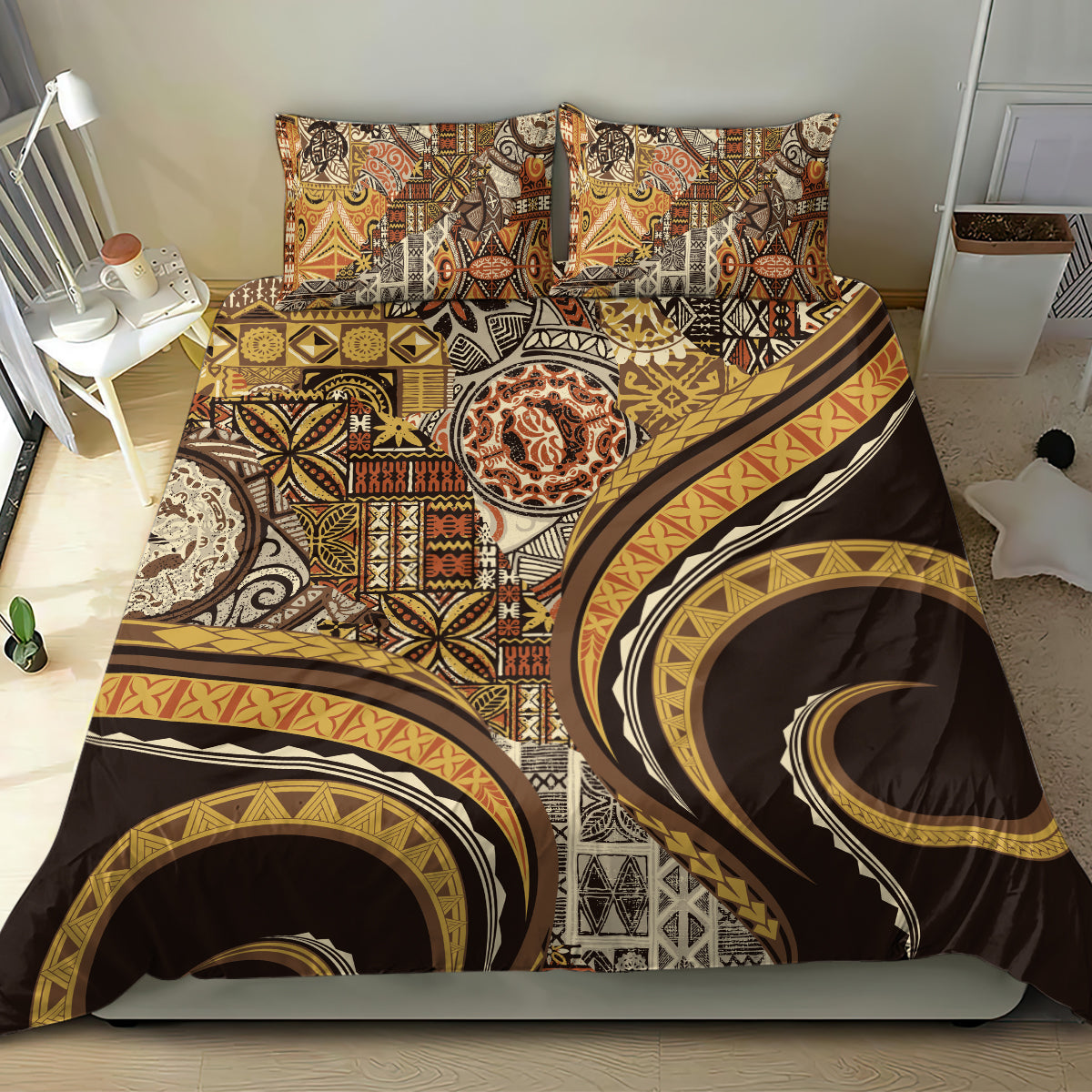 Hawaiian Hibiscus Tribal Vintage Motif Bedding Set Ver 4 LT9 - Polynesian Pride
