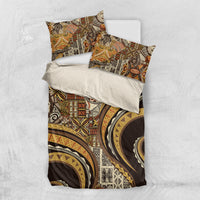 Hawaiian Hibiscus Tribal Vintage Motif Bedding Set Ver 4 LT9 US Twin 172cm x 218cm Gold - Polynesian Pride
