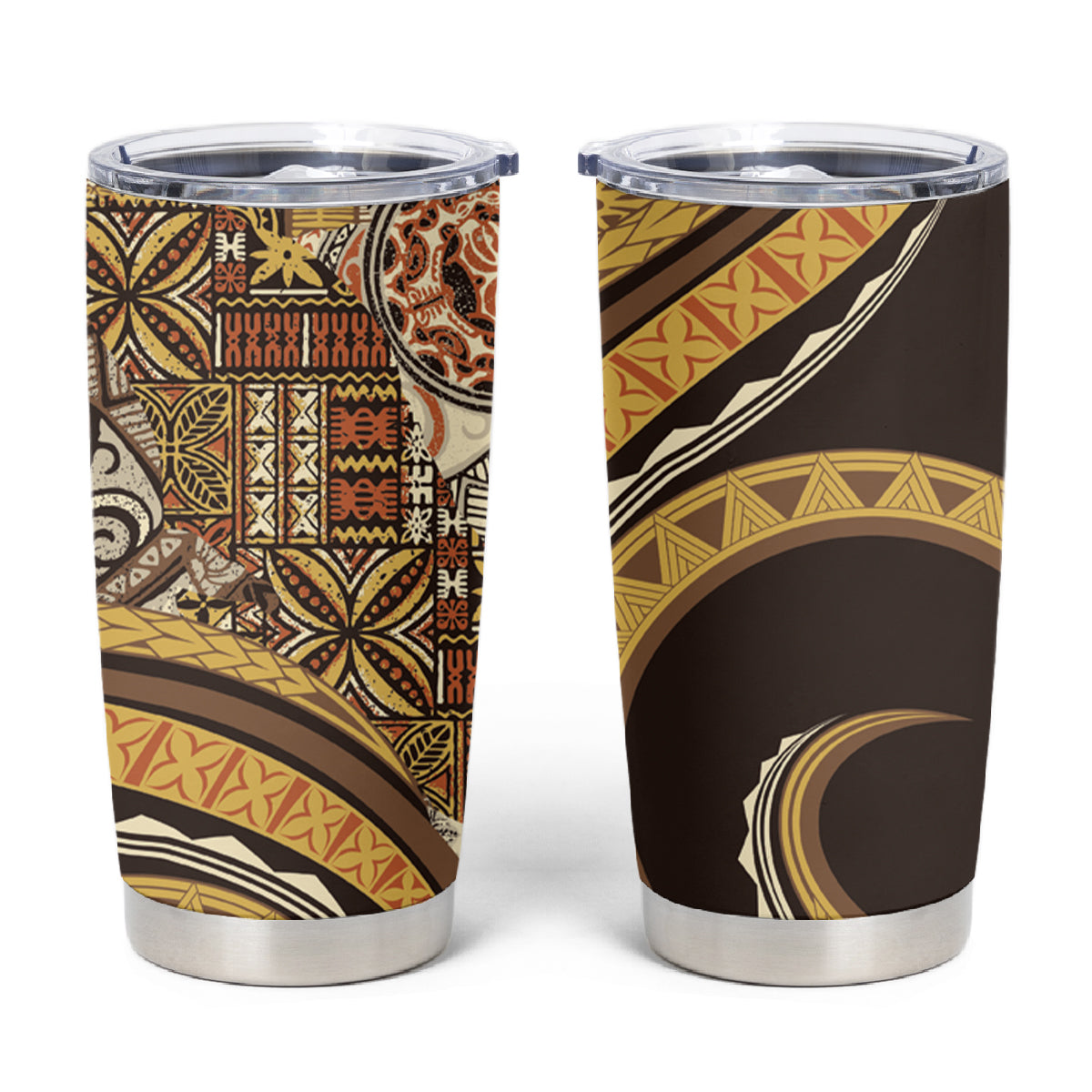 Hawaiian Hibiscus Tribal Vintage Motif Tumbler Cup Ver 4 LT9 Gold - Polynesian Pride