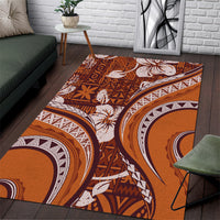 Hawaiian Hibiscus Tribal Vintage Motif Area Rug Ver 5 LT9 Gold - Polynesian Pride