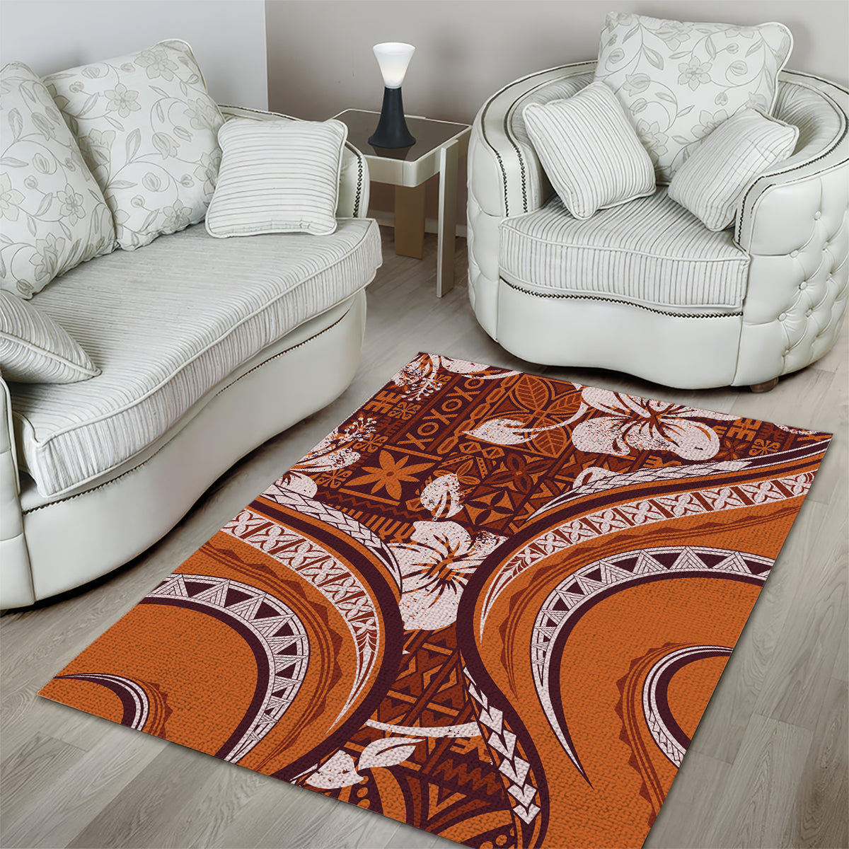 Hawaiian Hibiscus Tribal Vintage Motif Area Rug Ver 5 LT9 - Polynesian Pride