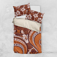 Hawaiian Hibiscus Tribal Vintage Motif Bedding Set Ver 5 LT9 US Twin 172cm x 218cm Gold - Polynesian Pride