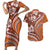 Hawaiian Hibiscus Tribal Vintage Motif Couples Matching Short Sleeve Bodycon Dress and Hawaiian Shirt Ver 5