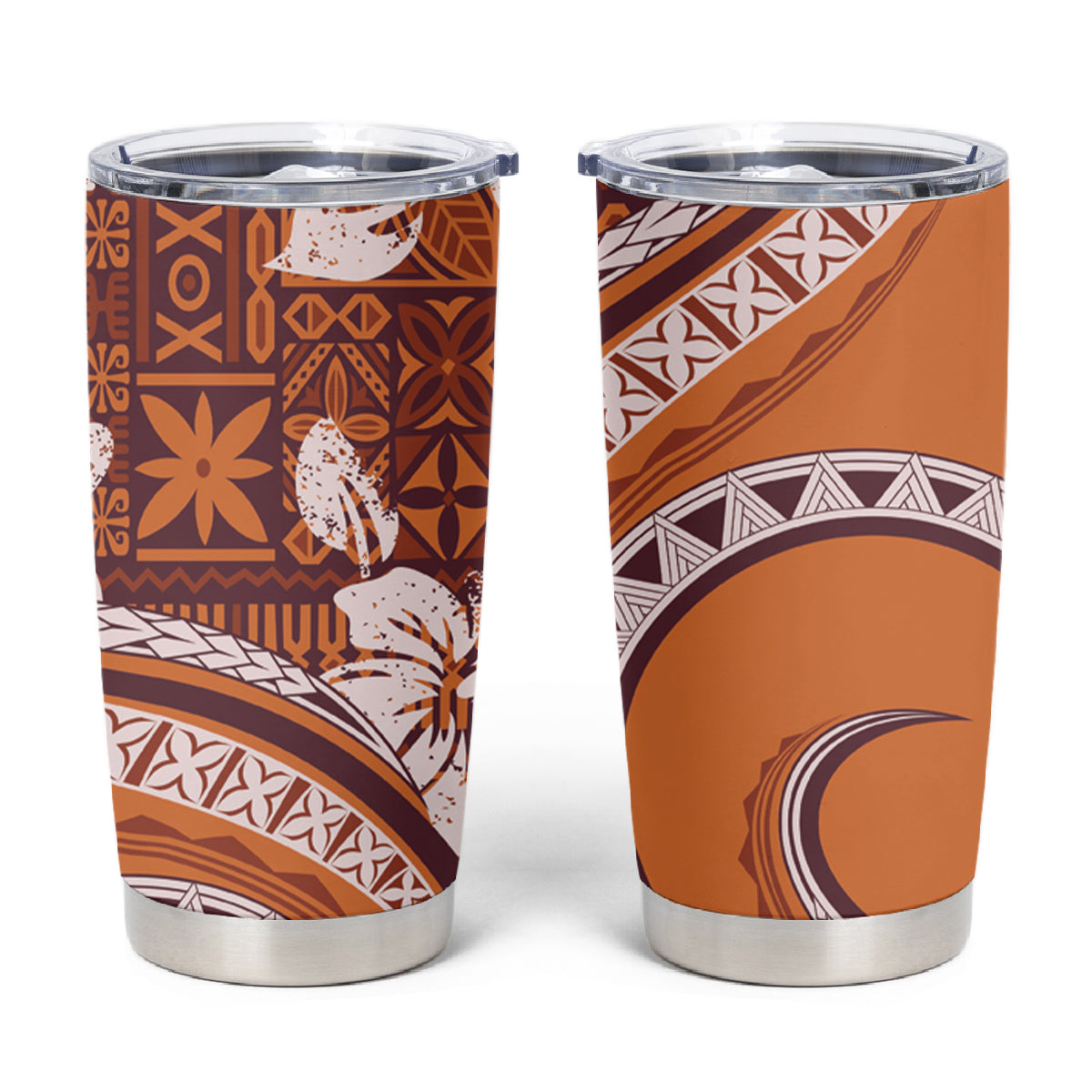 Hawaiian Hibiscus Tribal Vintage Motif Tumbler Cup Ver 5 LT9 Gold - Polynesian Pride