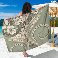Hawaiian Hibiscus Tribal Vintage Motif Sarong Ver 6 LT9 One Size 44 x 66 inches Green Pastel - Polynesian Pride