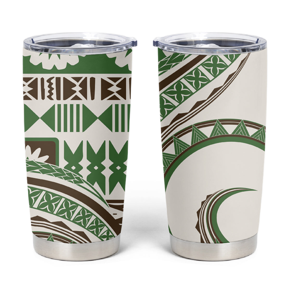 Hawaiian Hibiscus Tribal Vintage Motif Tumbler Cup Ver 7 LT9 Green - Polynesian Pride