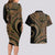 Hawaiian Hibiscus Tribal Vintage Motif Couples Matching Long Sleeve Bodycon Dress and Hawaiian Shirt Ver 8