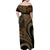 Hawaiian Hibiscus Tribal Vintage Motif Family Matching Off Shoulder Maxi Dress and Hawaiian Shirt Ver 8