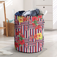 Hawaii Hibiscus Lei Laundry Basket Hawaiian Flag Motif LT9 Red - Polynesian Pride