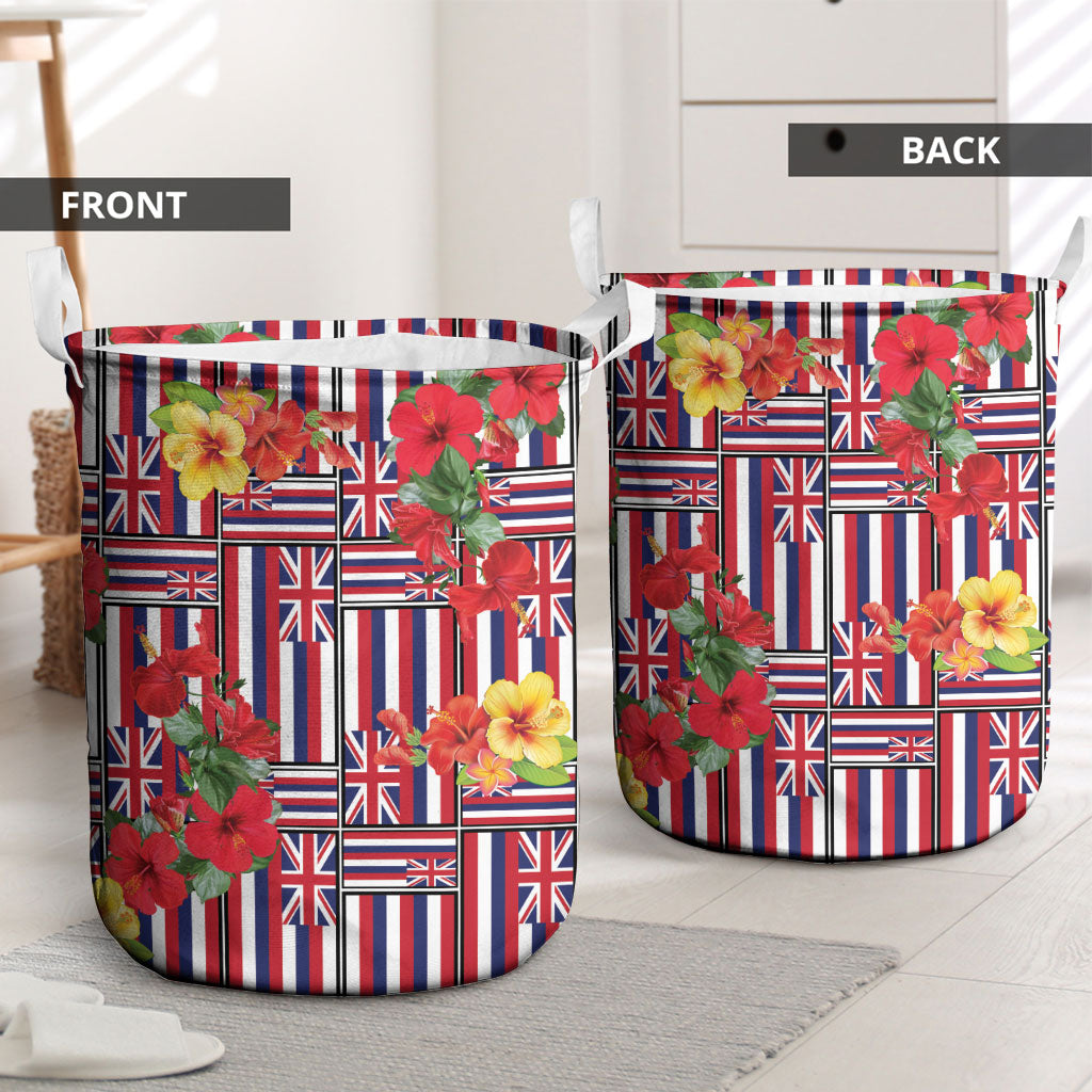 Hawaii Hibiscus Lei Laundry Basket Hawaiian Flag Motif LT9 - Polynesian Pride