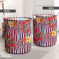 Hawaii Hibiscus Lei Laundry Basket Hawaiian Flag Motif LT9 - Polynesian Pride