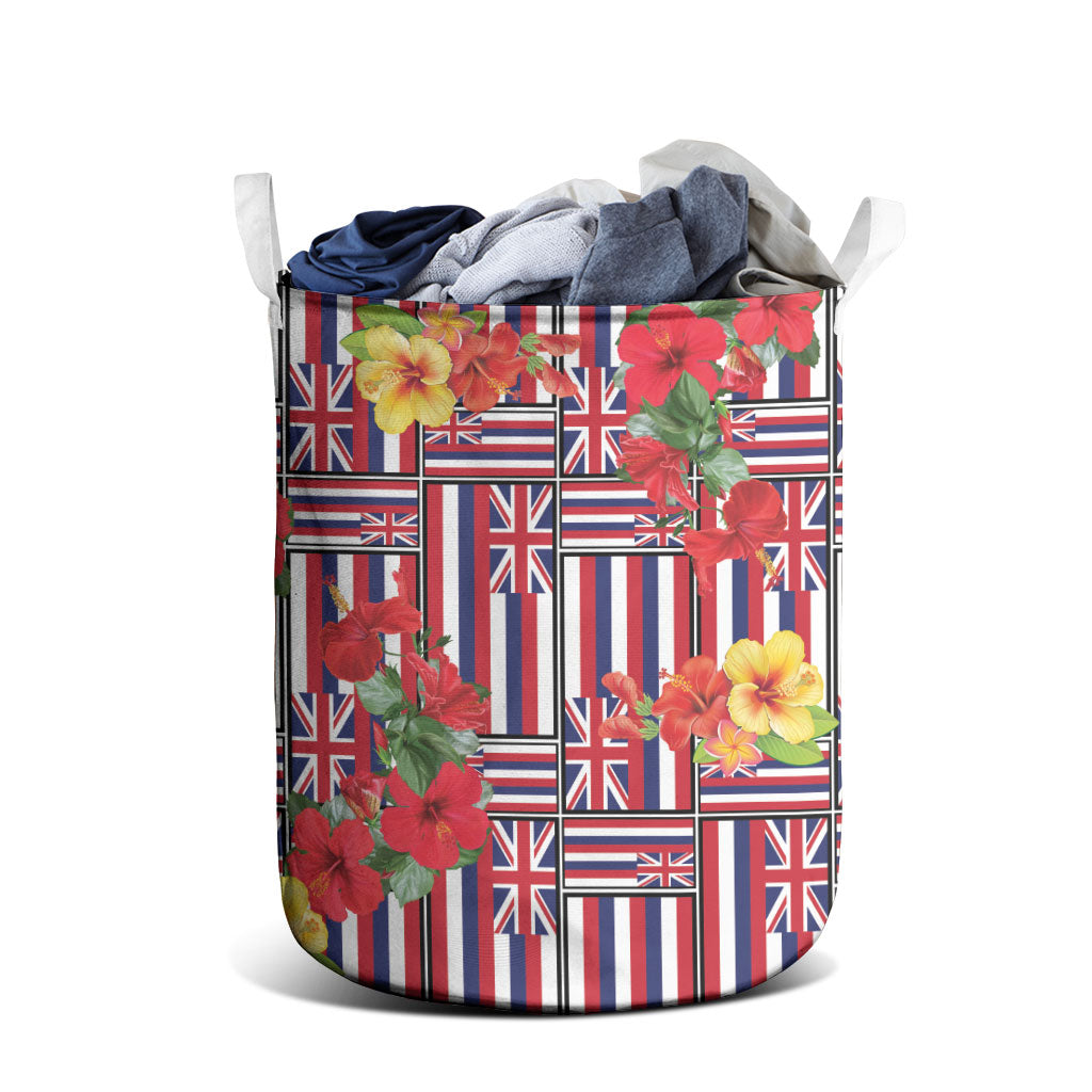 Hawaii Hibiscus Lei Laundry Basket Hawaiian Flag Motif LT9 - Polynesian Pride