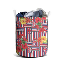 Hawaii Hibiscus Lei Laundry Basket Hawaiian Flag Motif LT9 - Polynesian Pride