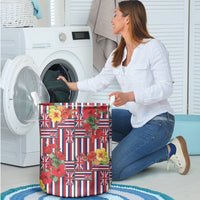 Hawaii Hibiscus Lei Laundry Basket Hawaiian Flag Motif LT9 - Polynesian Pride