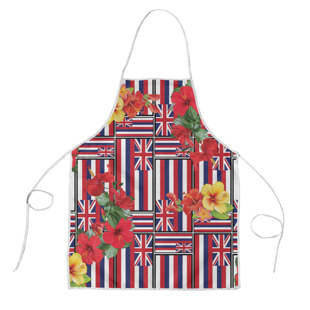 Hawaii Hibiscus Lei Apron Hawaiian Flag Motif LT9 Red - Polynesian Pride