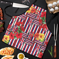 Hawaii Hibiscus Lei Apron Hawaiian Flag Motif LT9 Red - Polynesian Pride