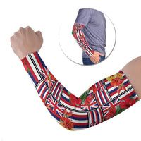 Hawaii Hibiscus Lei Arm Sleeves Hawaiian Flag Motif LT9 Set of 2 Red - Polynesian Pride