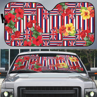 Hawaii Hibiscus Lei Auto Sun Shade Hawaiian Flag Motif LT9 Red - Polynesian Pride