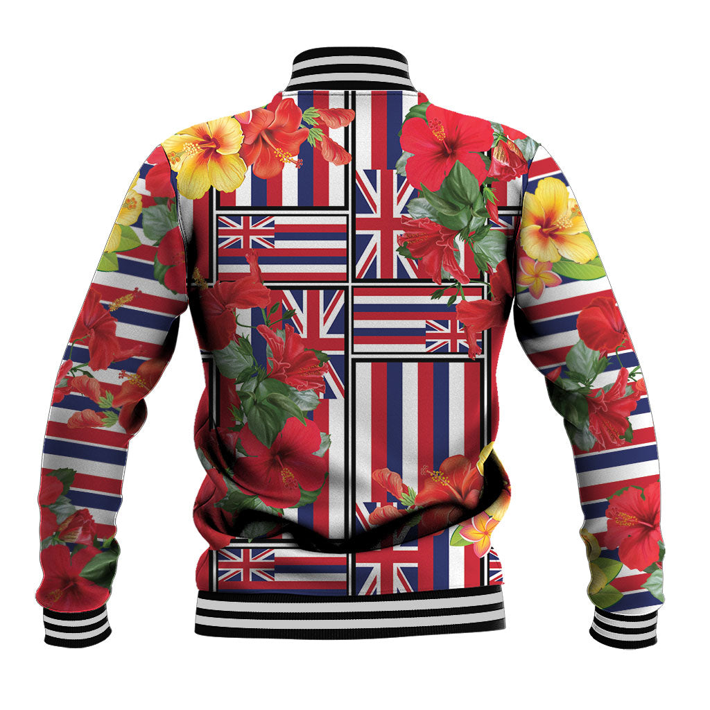 Hawaii Hibiscus Lei Baseball Jacket Hawaiian Flag Motif LT9 - Polynesian Pride